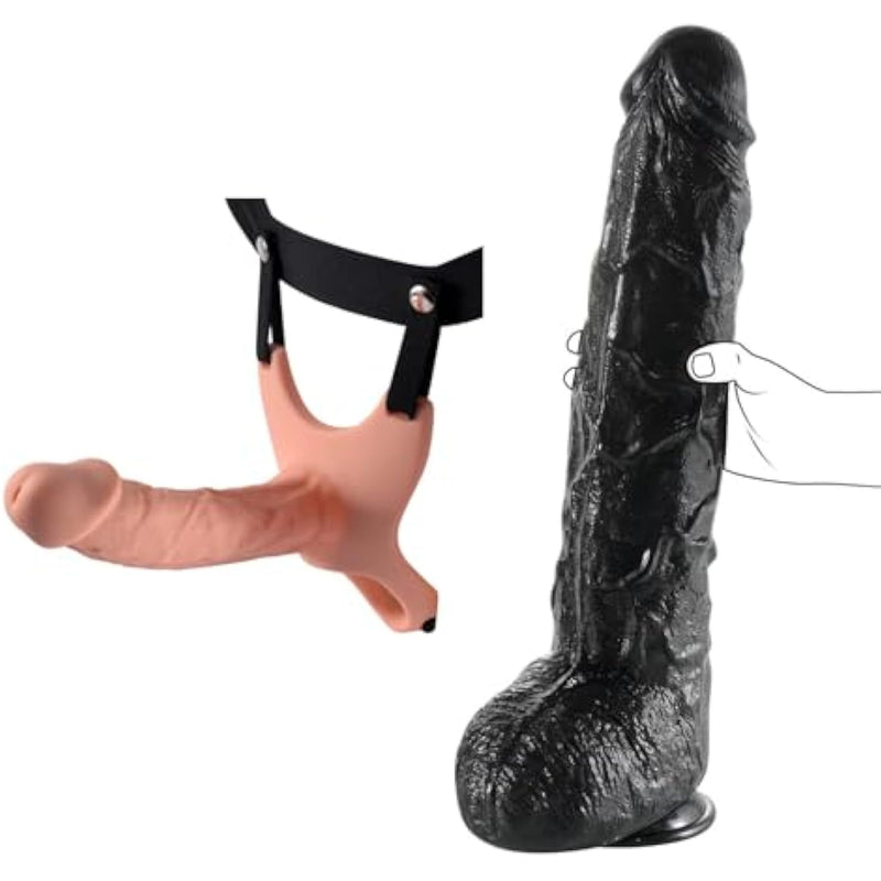 Hollow Strap-On System + 17.3 Inch Long Realistic Huge Thick Dildo