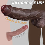 9.65" Realistic Big Black Bbc Dildo, Uncut Huge Thick Dildo Anal Toys Made From Soft Dual Density Silicone, Giant Massive Anal Cock Girthy Foreskin Penis With Suction Cup, Adult Sex Toys For Women Men