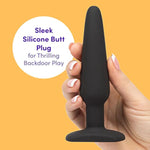 Classic Butt Plug - 5.5 Inch Silicone Anal Plug - Slimline With Tapered Tip & Flared Base - Waterproof - Black