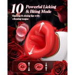 Rose Sex Toy Sexual Pleasure Tools For Women-4In1 Mouth Tongue Vibrator Adult Toy With 10 Tongue Licking Vibrating Mode Nipple Toys Sucking Vibrator Suction Clitoral Stimulator Sexy Toys