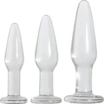 Glass Anal Plugs, Set Of 3 | Hypoallergenic, Non-Porous Butt Plugs Made From Durable Tempered Borosilicate Glass Clear
