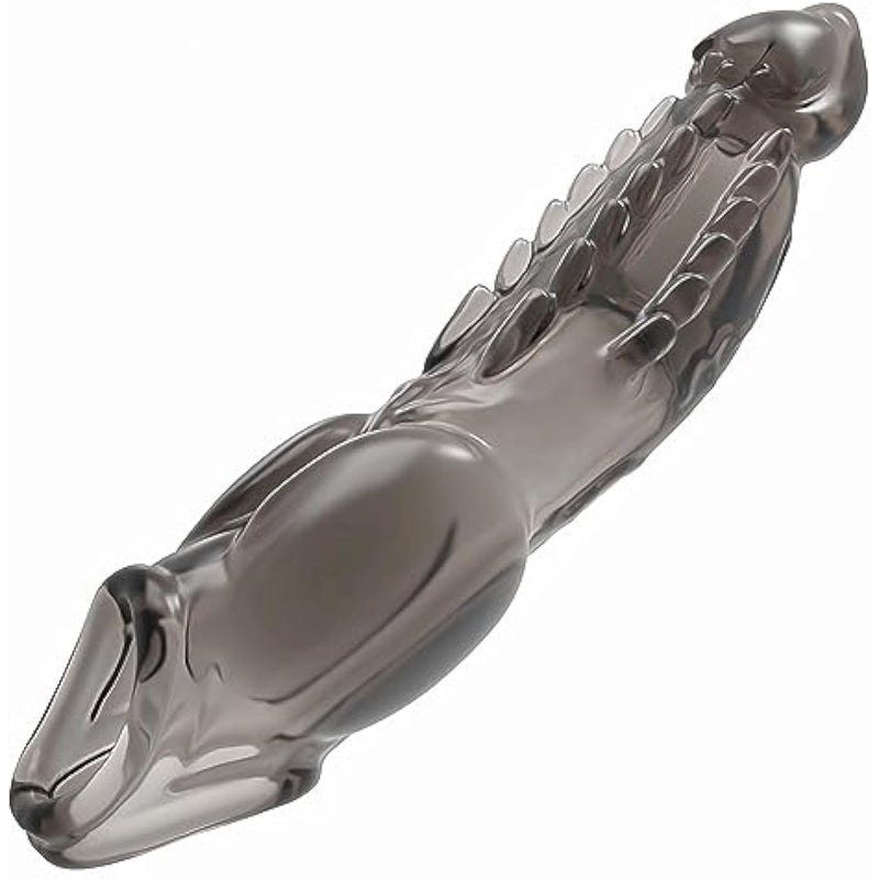 Reusable Penis Sleeve, Ultra-Soft Penis Enlarger Cock Ring Extender Male Sex Toys Thickened Testicle Ring Realistic Textured Cock Extender Sheath For Men Couple