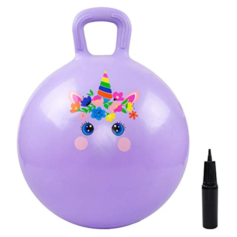 Hopper Ball, Unicorn Hopping Toys For Kids, 18 Inch Bouncy Ball With Handle, Purple Inflatable Bouncing Hoppity Hop Toys For Boys And Girls Gifts
