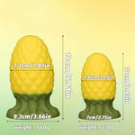 Pineapple Shape Silicone Yellow Round Large Anal Plug with Textures, Reusable Thick Butt Plud Anal Dildo with Suction Cup Adult Sex Toy for Men Women, S