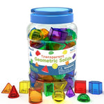 3D Geometric Solids 60 Pcs For Kids Translucent Geometric Shapes For Geometry Beginnings,Light Table Manipulatives Toy Math Helper School Supplies