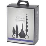 Fifty Shades Of Grey 4 Piece Anal Toys Starter Kit - With Silicone Butt Plug, Vibrating Butt Plug, Anal Beads & Douche - Waterproof - Black