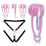 Sissy Chastity Clip With Adjustable Elastic Band 3D Printed Nylon Chastity Cage For Men Small Cock Cage Sm Slave Bondage Sex Toys For Mens (Pink+Belt)