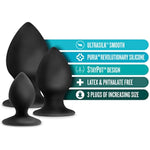Anal Adventures Platinum Ultrasilk Silicone Stout Butt Plug Kit - Mini Small Medium Satin Smooth Suction Cup Base Easy To Clean Plug - Fragrance Free - Sex Toys