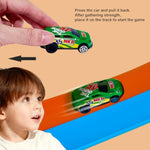 20-Foot Flexible Two-Color Racetrack With Suction Cup Is A Portable Roll-Up Diy Racetrack With Four 1/64 Die-Cast Cars. Suitable For Boys And Girls Ages 3+.