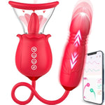 Rose 3-in-1 Upgrade Vibrator for Women's Pleasure with 7 Tongue Licking Modes and 3 Thrusting Dildo Functions