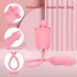 Rose Sex Toys For Women,3 In1 Rose Clitoral Stimulator For Adult Toys With 360 Tongue Rotating And Dildo Vibrator,Sex Novelties Toy For Clit Vibrator,Sexual Pleasure Tools For Women