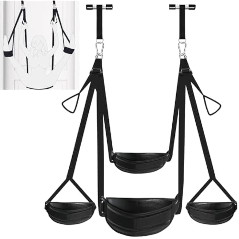 Door Sex Swing For Couples- Soft Plush Leather Bondage Sling With Adjustable Straps, Hanging Handcuffs & Leg Restraints Adult Toys For Couple