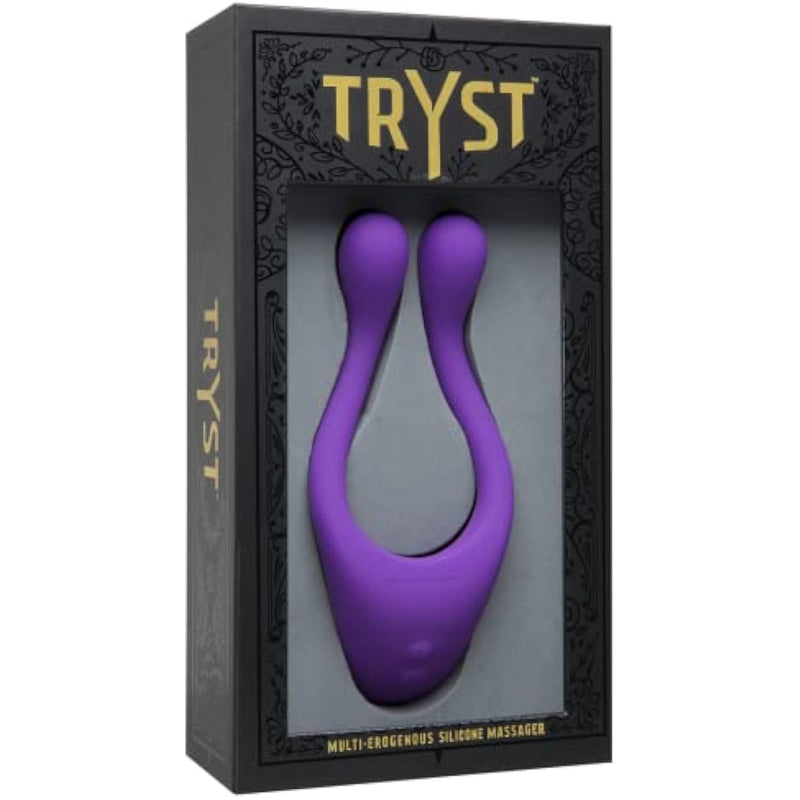 Doc Johnson TRYST - Multi Erogenous Zone Silicone Vibrator and C-Ring - Focused Stimulation For Both Partners - Synergistic Vibrations - Purple
