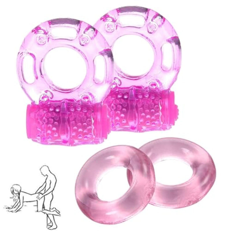 Vibrating Cock Ring Penis Ring Vibrator Clitoral Stimulator Penis Erect Erection Enhance Sex Product Adult Male Sex Toy For Longer Harder Stronger (Pink)