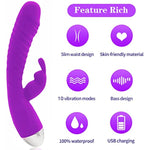 Thrusting Rabbit Vibrator G Spot Vibrator With Independent Clitoral Stimulator,10 Vibration Modes, Waterproof & Rechargeable Vibrator Dildo For Women Sex Toys For Couples, Rose