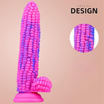 Monster Dildo Colourful Big Grain Corn Adult Sex Toy With Strong Suction Cup 8 Inch Flexible Soft Vegetable Dildos - Pink
