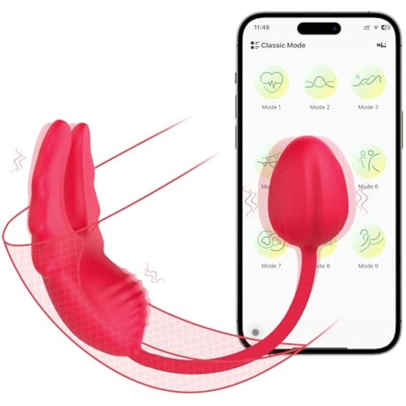 App Remote Control Vibrator,Wearable G-Spot Clit Dual Stimulation Vibrators,Womens Adult Sex Toys With 9 Vibration Modes,Wearable Panty Mini Discreet Butterfly Vibrator For Couples