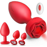 Anal Plug Sex Toys Vibrators 4Pcs Butt Plug Remote Control With 10 Vibrating Modes, Adult Toys For Woman Men Couples Prostate Massager Red