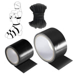 Bdsm Bondage Restraints Tape Set - 2 Rolls Restraint Tape With Soft Bondage Rope For Bdsm Games Adult Sex Toys Reusable Binding Sex Rope Pvc Electrostatic Tape Sex Things For Couples Kinky (Black)