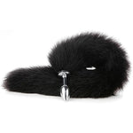 Butt Plug With Fox Tail, Women Stainless Steel Anal Plug With Plush Fox Tail, Anal Toys Buttplug Training, Fox Tail Plug Adult, Sm Sex Toys For Couples Flirt Play Fetish Cosplay (Black)
