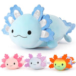 Giant Axolotl Plush With 3 Baby Axolotl Inside - 23.5" Soft Stuffed Animal Throw Pillow - Blue
