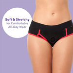 Black Unisex Strap On Harness Briefs With O Ring - M/L - Soft & Stretchy