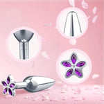 Small Anal Plug Beginner Width Flowers Purple Jeweled Butt Plug, Graduated Anus Beaded Training Adult Sex Toy For Women Men And Couples (108Mm)