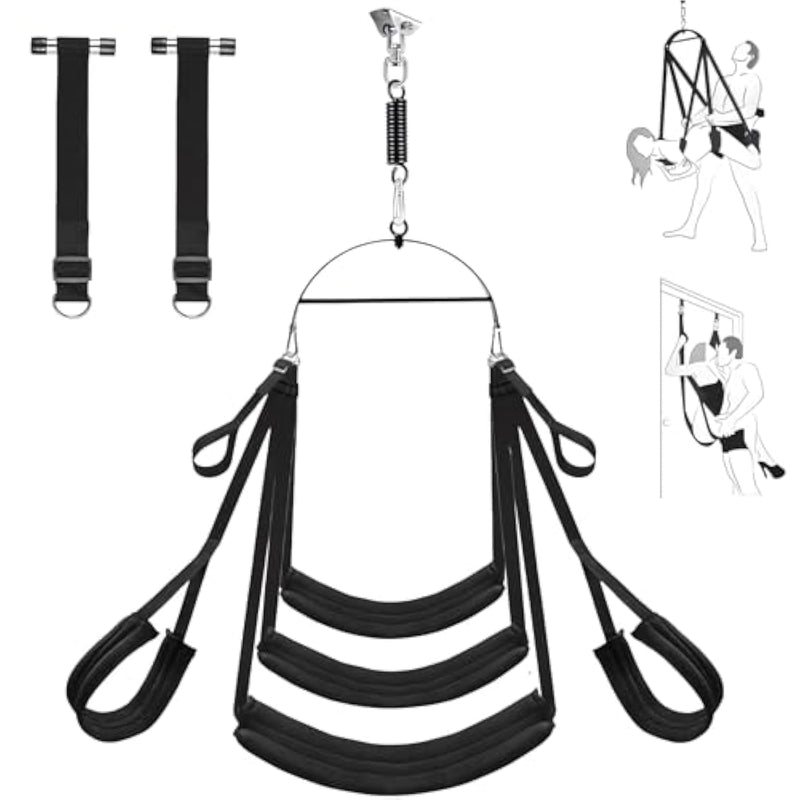 360° Spinning Sex Swing – 2-In-1 Adult Erotic Bondage Restraint With Adjustable Straps, Bdsm Toys For Adults Couple With Sturdy Curved Premium Painted Stand & Widened Thick And Comfortable Seat