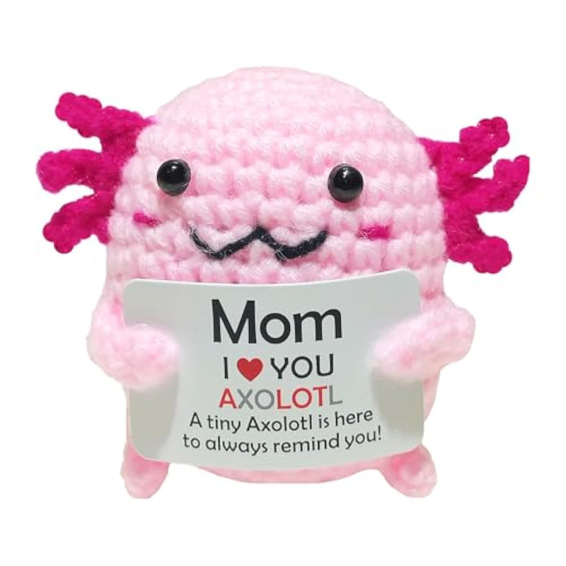 Mom Gifts From Daughters, Love Mom Gifts For Mothers Day Birthday,Positive Crochet Axolotl Plush Emotional Support Stuffed Animals, Christmas Stocking Stuffers Small Axolotl Toy Presents For Mama