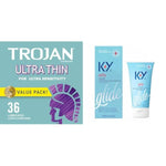 TROJAN Ultra Thin Condoms for Ultra Sensitivity, Lubricated Condoms for Men & K-Y Jelly Water Based Lube for Sex, Anal Lube, Non-Greasy Water Based Personal Lubricant