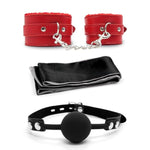 Fuzzy Handcuffs For Grownups, Bdsm Handcuffs, Silicone Mouth Ball Gag With Adjustable Strap, Sex Blindfold For Women, Black 59" - Bondage Restraints