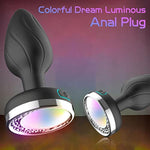 Vibrating Butt Plug Adult Toys Silicone Anal Plug Glowing Vibrator With 10 Modes And Adjustable Colors Waterproof For Men/Women Couples Bdsm Sex Toys?Black?