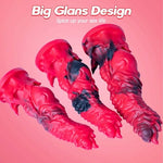 Unisex Dildo, Platinum Silicone Adult Toy, with Strong Suction Cup, Textured Design, Suitable for G-spot Stimulation and Anal Sex, Waterproof, red.