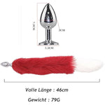 Anal Plug Stainless Steel With Fox Tail Fetish Fox Tail Butt Plug Erotic Buttplug Sexy Cosplay Anal Dildo Sex Toy Smooth Anus Toy Buttplug Anal Toy-Red & White