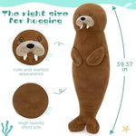 Giant Walrus Plush Pillow 39.3", Soft Stuffed Animal Body Pillow Kawaii Hugging Plush Toy For Kids, Teens & Adults, Cute Sea Animal Gift For Sleeping, Cuddling & Home Decor