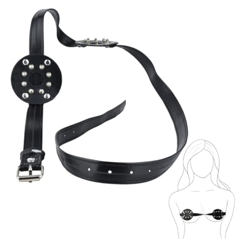 Bdsm Bondage Sex Breast Restraints Set,Sm Wear Bondage Leather Nipple Metal Stimulation,Punk Nipple Spike Style Leather Chest Restraints Sm Sex Toy