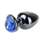 Large Heart Shaped Anal Plug with Chrome Plated Steel and Blue Jewelry for Unisex Masturbation