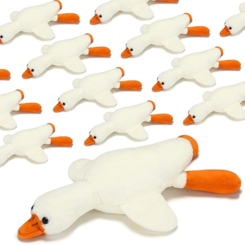 12 Pcs Small Goose Stuffed Animal Bulk 8 Inch White Goose Plush Toy Doll Soft Stuffed Animal Christmas Party Gift For Birthday New Year Valentines Supplies(Customized)