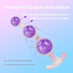 7.48'' Crystal Silicone Anal Beads,Dual Layer Large Butt Plug Adult Sex Toys,Graduated Glass Anal Plugs Soft Anal Trainer For Women Men Couple Gay (Purple)