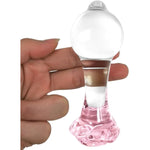 Pink Rose Glass Anal Butt Plug Trainer Crystal Anal Plug Anal Sex Toy Transparent Butt Plug Anal Toys For Men Women Lover Anal Expander Training Sex Toys Anus Dilator Dildo (L)