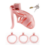 Male Hollow Chastity Cage Bondage Set, Cock Cage With Carabiner And 2 Keys, Invisible Lock Design, Penis Sm Fetish Adult Sex Toys For Men (Pink)