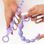 Anal Beads, Silicone Flexible Anal Chain Butt Plug With 7 Gradual Balls And Pull Loop Prostate Massager G-Spot Stimulator Anal Training Sex Toy For Beginner 8.23 Inch, Purple