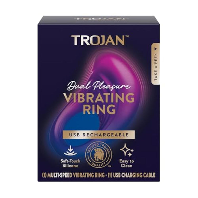 TROJAN Dual Pleasure Vibrating Ring, Vibrator for Couples