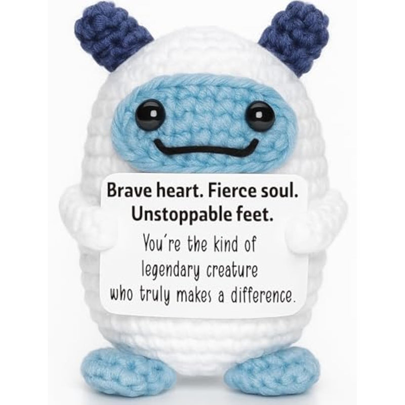 Christmas Appreciation Gift For Boss Coworker Teacher Friend Difference Maker - Crocheted Mini Plush With Courageous Spirit Message Card - Holiday Stocking Stuffer, Office White Elephant Exchange