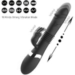 Silicone G Spot Rabbit Vibrator Dildo For Women Clitoral Butt Nipple Stimulator With 10 Powerful Vibration Thrust And Lick Modes Rechargeable Thrusting Vibrators Adult Sex Toys For Couple(Black)