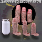 Realistic Hollow Penis Sleeve Enlargement Thick Soft Silicone Cock Ring Sleeve 6-4.5 Inch Penis Enlarger Sheath Can Choose Girth Enhancer Sleeve For Men Penile Extender Adult Couples Sex Toys (C817)