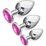 Anal Plug 3Pcs – Jeweled Butt Plugs – Luxury Anal Sex Toys – Steel Butt Plug For Men & Women – Sex Massage