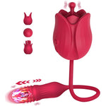 Sex Rose Toys Clitoral Vibrators - Adult Toy 3 In 1 G Spot Vibrator Dildo With 10 Thrusting Vibrating +10 High-Frequency Nipple Clitoral Clit Stimulator (Double)