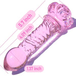 Glass Anal Plug Pink Butt Plug Prostate Massager With Spiral Texture, Rose Base And Gradual Head Fetish Bum Plug Anal Dilator Masturbation Sex Toy For Men Women
