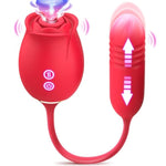 Adult Sex Toys For Women - 9 Modes Sucking Rose Toy For Clit Nipple & 9 Thrusting Dildo Vibrator For G Spot Anal Stimulation, Vibrating Couples Sex Toy Clitoral Sucker
